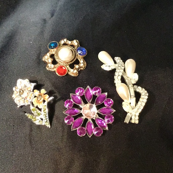 Lot of Four Sparkling brooches. - Picture 1 of 6